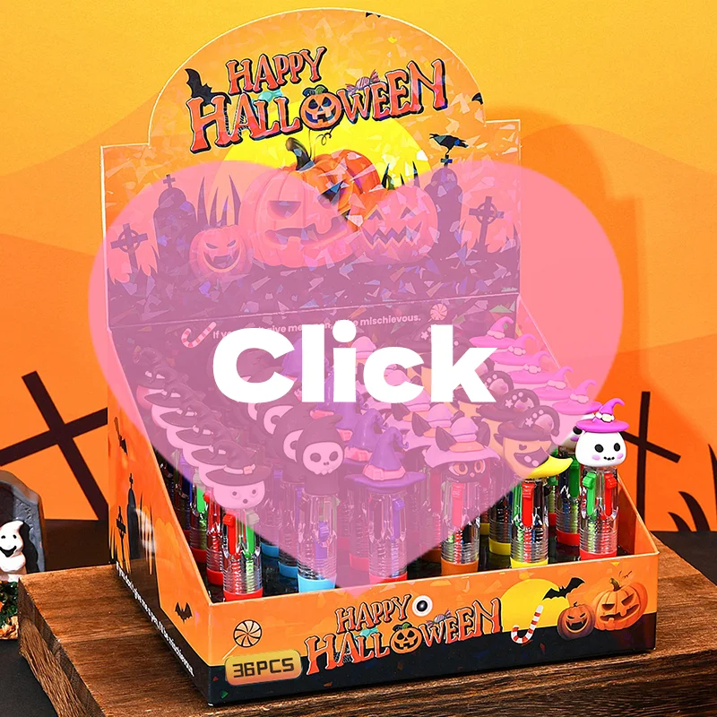 

Halloween Mini Four-Color Ballpoint Pen Cute Cartoon 4 Color Retractable Rollerball Pen Student School Gift Stationery