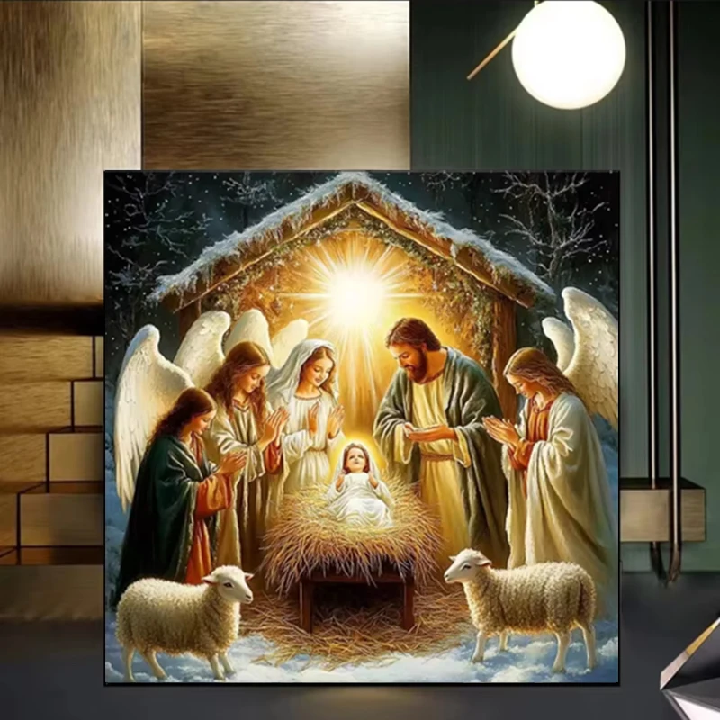 Nativity Scene Jesus 5D DIY Diamond Painting New Series Mosaic Angel Embroidery Rhinestone Painting Wall Decoration
