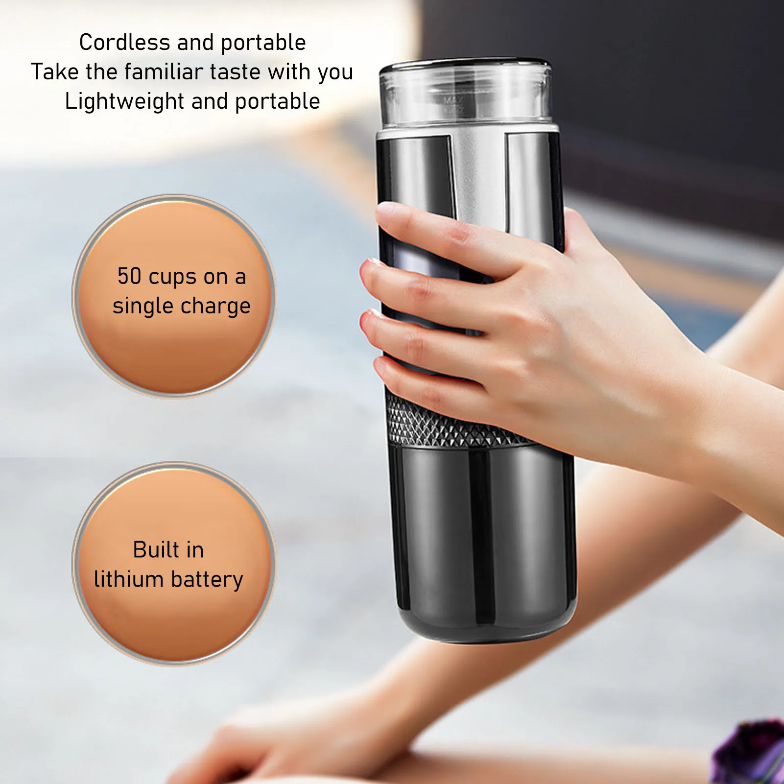 Single Serve Coffeemaker 2 in 1 Design Handheld One Button  Portable Coffee Machine Type C Rechargeable for Hiking