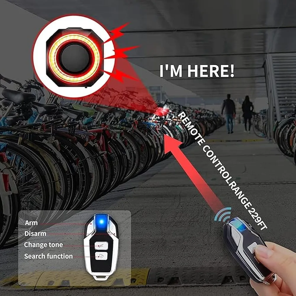 Bike Horn Anti Theft Bike Alarm Waterproof Compact Easy To Install High Visibility Electric