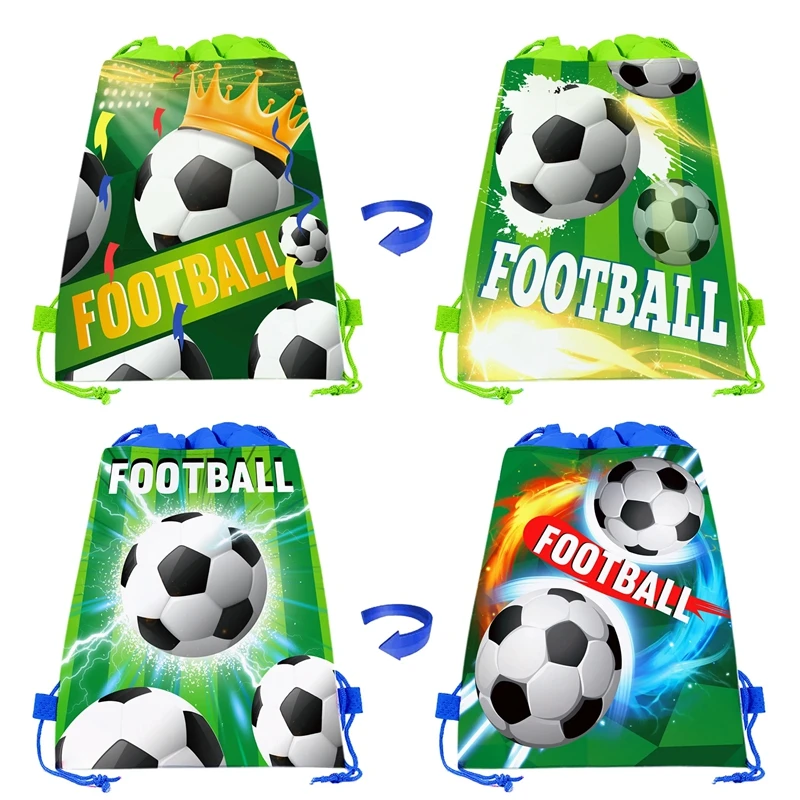 10/20Pcs Football Drawstring Gift Bags Non-woven Soccer Goodie Bag Backpack Kids Sport Birthday Party Favors for guests