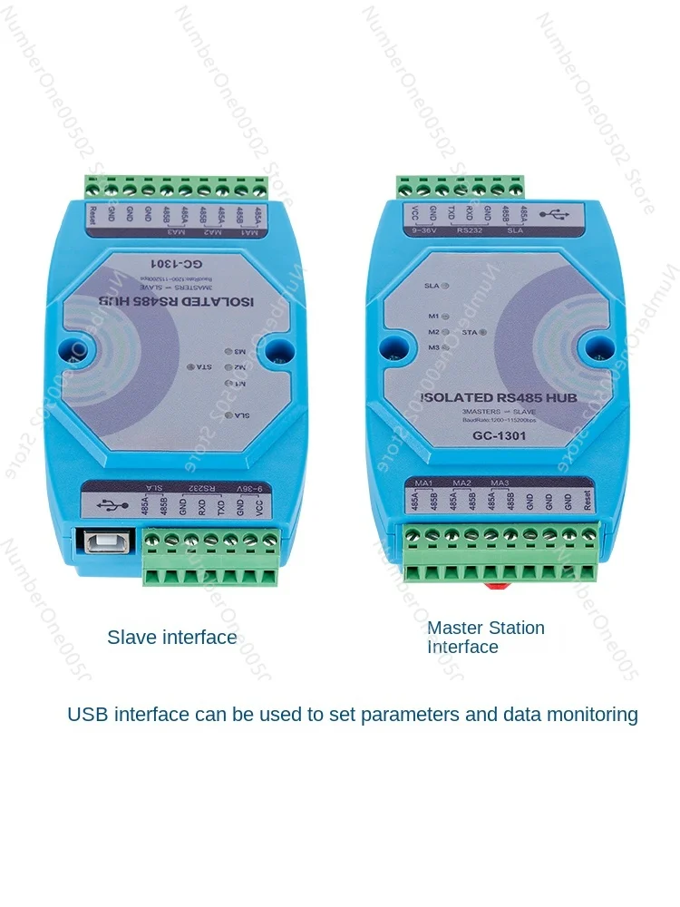 Three-master-one-slave-multi-slave 485 Repeater Cache Type Buckle Modbus Dual-host Photoelectric Isolation Hub