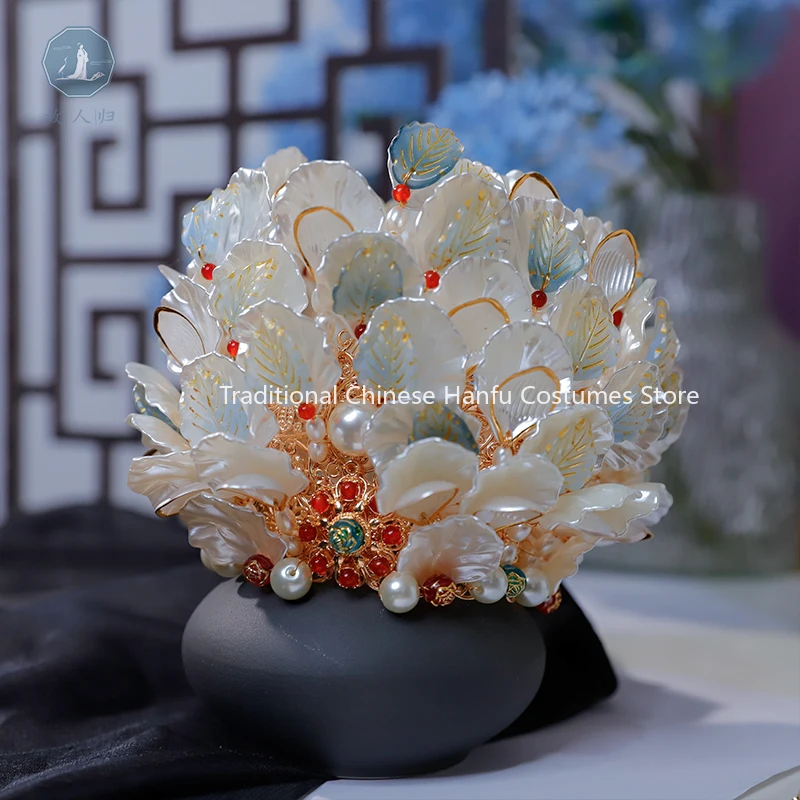 

Bai Yujing Original Fairy Song Dynasty Hair Crown Suit Summer Hanfu Accessories Ancient Style Hairpin Earrings Noble Hairpin Set