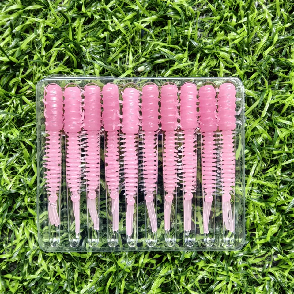 MUKUN Wurmköder, 10 Stück, Mini-Köder, 45 mm, 0,4 g, weicher Silikonköder, künstliche Larve-Gummi-Köder, Wobbler, Bass-Angelköder – Detail 15