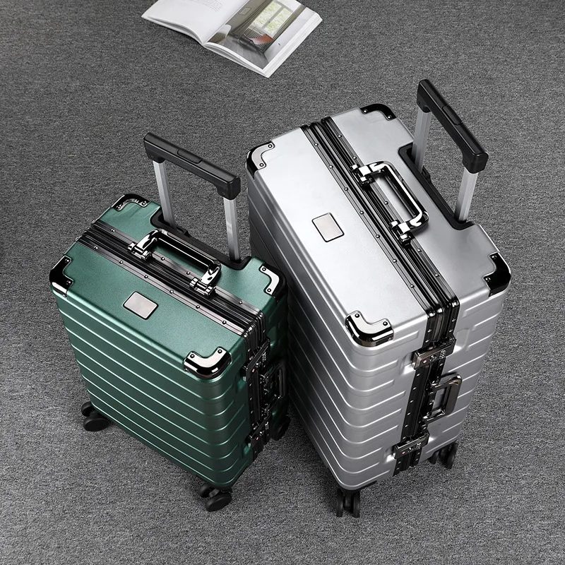 Travel suitcase on wheels Aluminum frame Business rolling luggage case combination lock lightweight luggage ABS+PC travel bags