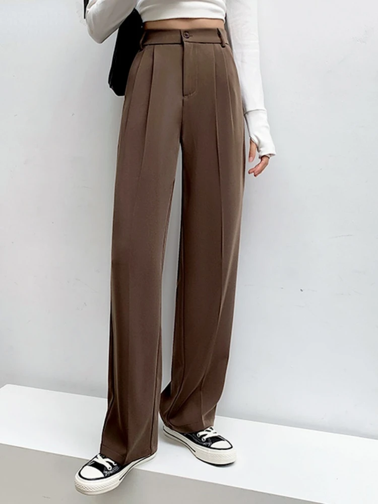 test only Pants Pant Sets Junior Polyester Button Guangdong Straight Loose Pants Capris Original Woman New Arrival