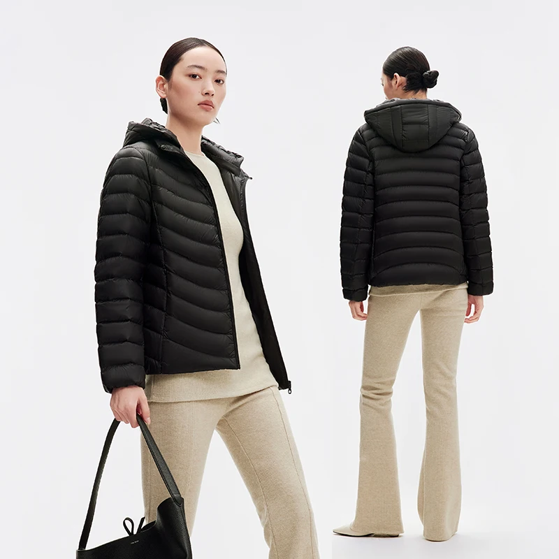 Chericom jaqueta curta feminina premium para baixo 2025 novo curto com capuz pato para baixo commuter zíper casacos pesados y289003y