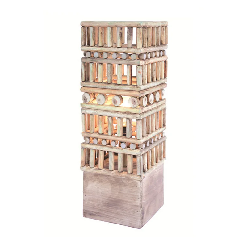 Professional hand-woven log craft floor lamp pastoral warm homestay hotel decorative lamps