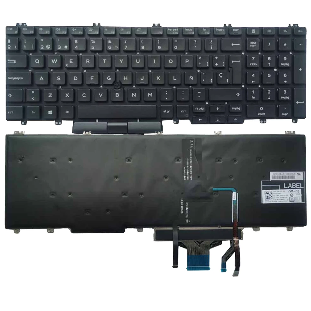 Keyboard berlampu latar Prancis/Spanyol/AS UNTUK Dell Precision 3500 3501 3541 5500 lintang 5510 E5500 5511 5501 dengan stik Mouse 0XPYPV