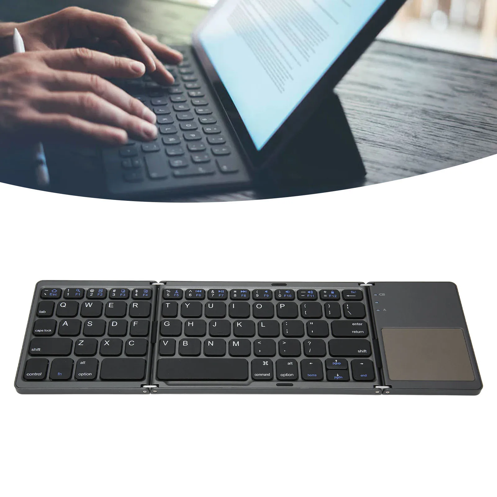 

Foldable Keyboard Hibernation Mode ABS 90h Time Foldable BT Keyboard Ultra Thin 63 Keys for Tablet for Travel