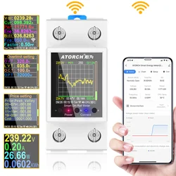 Tuya Smart Energy Meter, trilho Din, temporizador Wi-Fi, monitor de consumo de energia, medidor KWh, wattímetro, 1P, AC50-320V, 100A, 50Hz, 60Hz