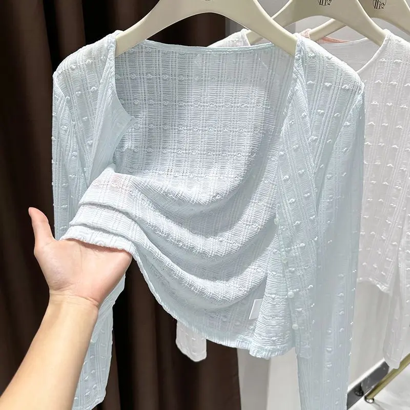 Ice Silk Lace Shoulder Wrap Women's Summer Thin Outerwear with Strap Dress Air Conditioner Covering Cardigan Coat