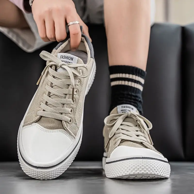 Men's Canvas Shoes Spring Versatile Skateboard Shoes Summer Breathable Casual Sports Trendy Work Footwear