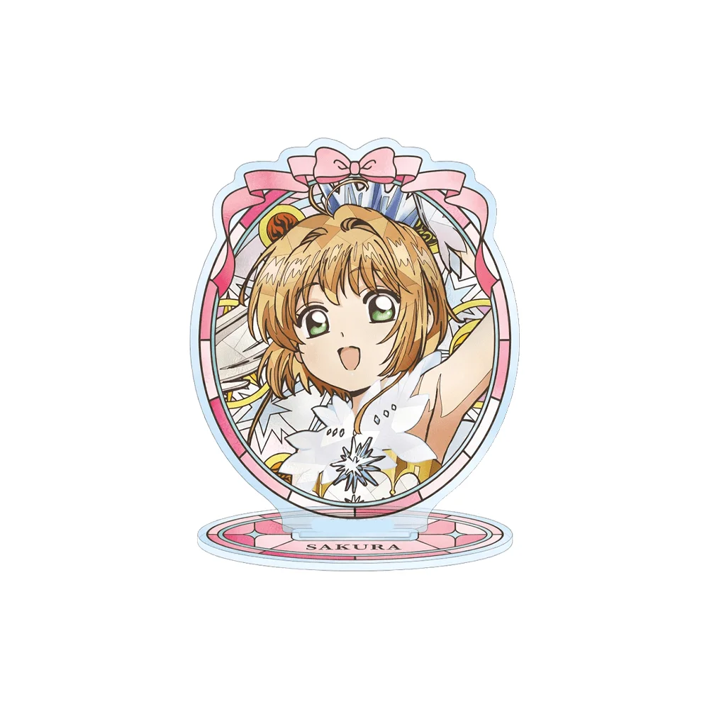 10cm Cardcaptor Sakura Kinomoto Sakura Acrylic Stand Keychain Stained Glass Style Anime Figure Desktop Decor Exquisite Fan Gift