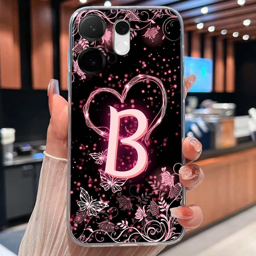 حافظة هاتف لهاتف Vivo V60 Lite 5G فريدة من نوعها بأحرف قلب الحب خفيفة الوزن وناعمة من مادة البولي يوريثان الحراري غلاف من السيليكون الشفاف لهاتف VivoV 60 مضاد للانزلاق Funda #6