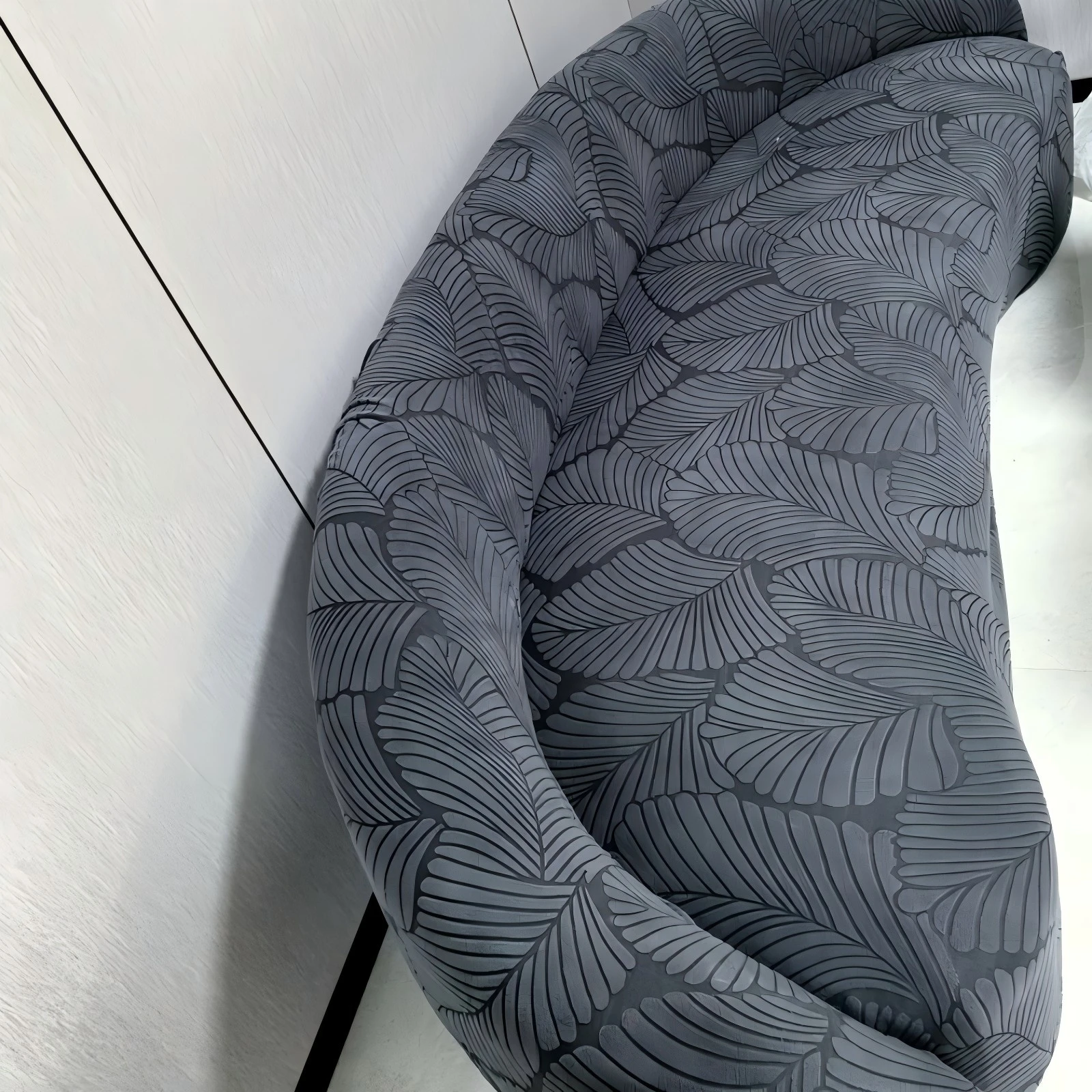 Anti-Slip Stretch Semi-Circular Curved Sofa Cover Shaped Couch Protector for Dogs Jacquard Boho Sectional Sofa Slipcover