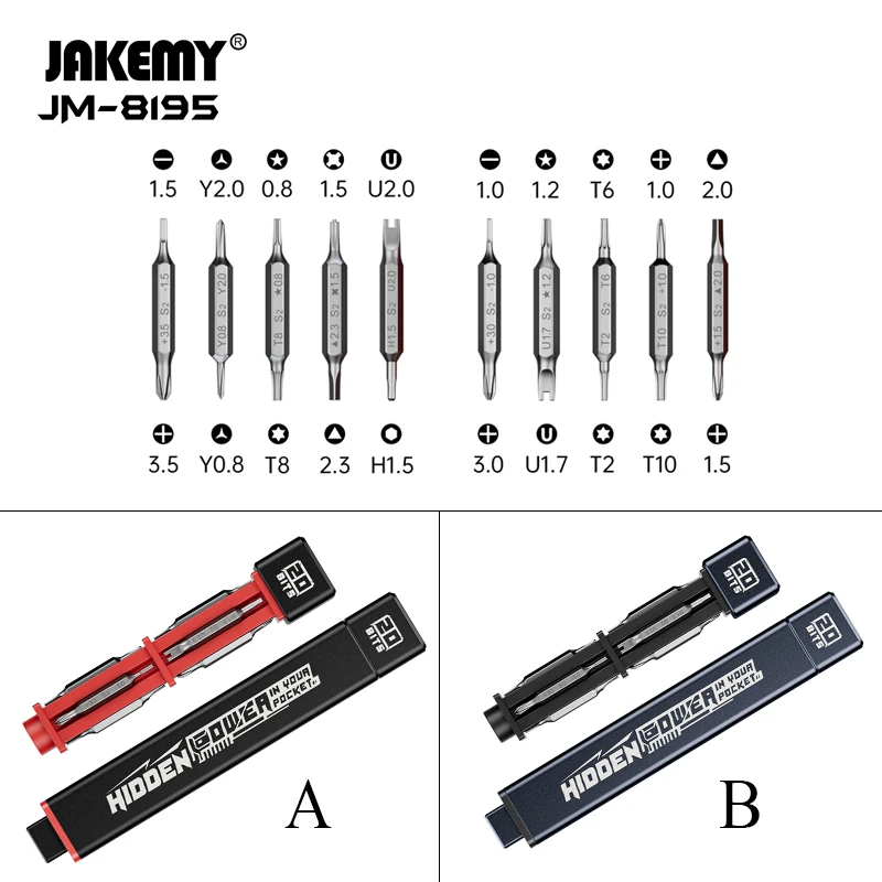 JAKEMY JM-8195 Precision Screwdriver Set Phillips Slotted Torx Magnetic S2 Steel Bits for Phone PC Glasses Repair Hand Tools