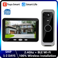 Smart Life Tuya 2MP 5Inch Monitor Screen 2.4Ghz WiFi Doorbell Door Security Intercom Wireless Camera System Outdoor Waterproof