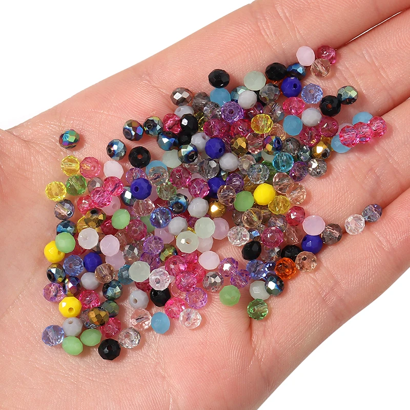 Gemischte Farbe 4 6 8 mm facettierte Rondelle Kristallglas runde lose Distanzperlen für DIY-Herstellung von Schmuckzubehör