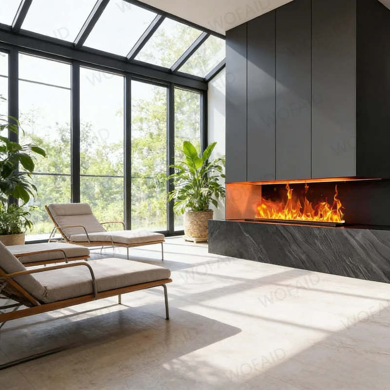 Corner Electric Led Fireplace,3D Water Vapor Flame,electric Fireplace Insert,Space Saving,Compact Design,Remote,LED Lights
