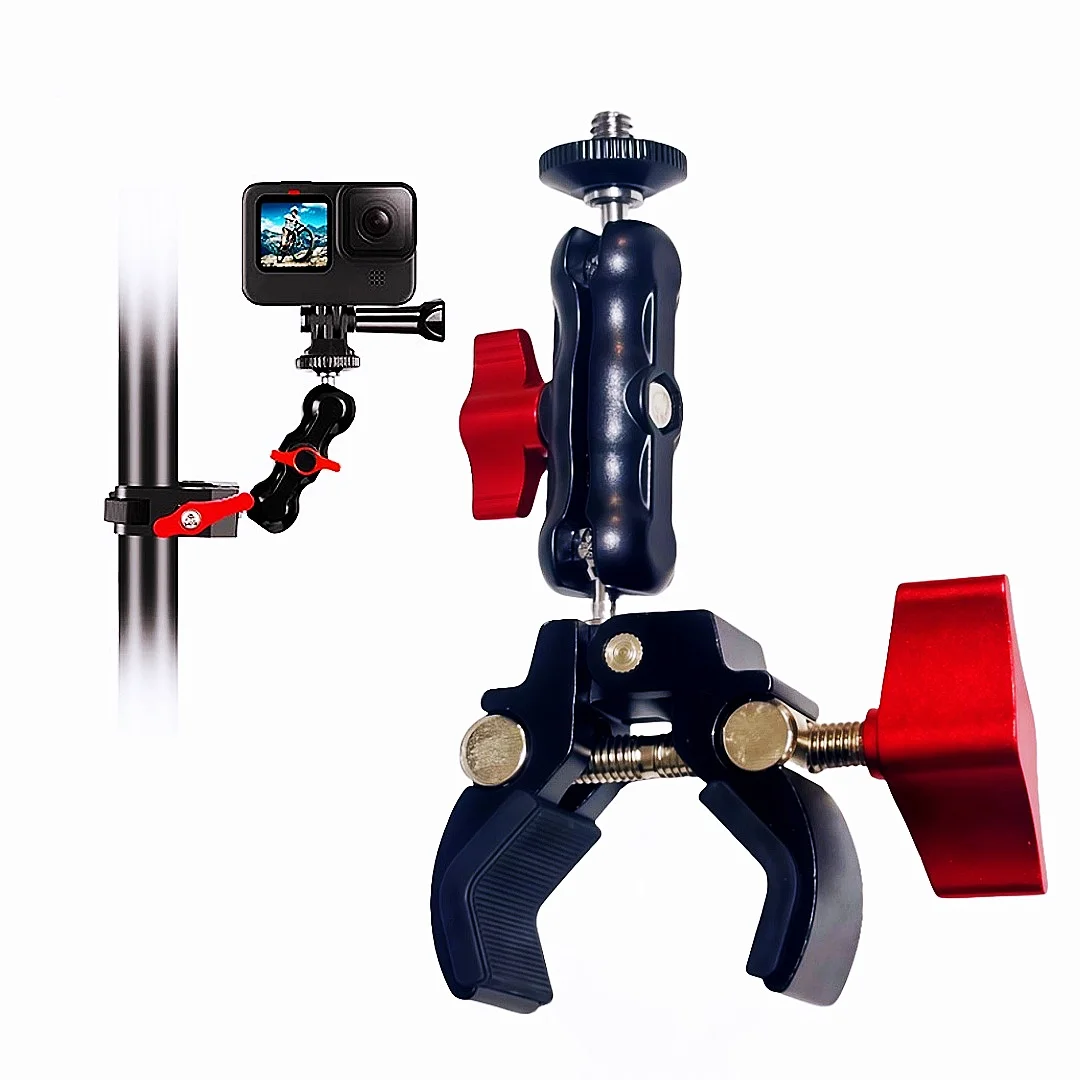 Super-Klemme Kameraklemme Halterung Monitor 360 °     Kugelkopf Magic Arm Doppelkugelkopf-Adapter für DSLR-Kamera/Gopro/LED-Leuchten/Smartphone