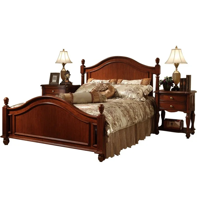 

Jane American solid wood double bed 1.5/1 small apartment solid wood bed/1.2 meters retro bed