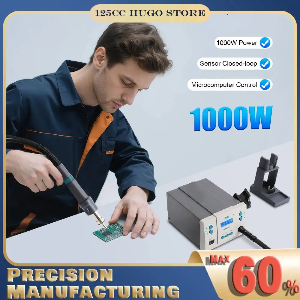 

1000W Digital Hot Air Rework Station LCD Display Hot Air Soldering Desoldering Station