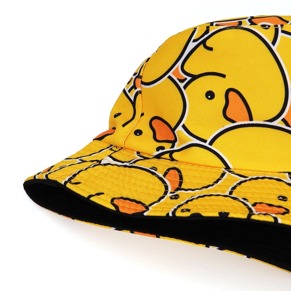 Bocca Cartoon Duck Bucket Hat Yellow Panama Fisherman Hats Double Sides Reversible Cute Summer Travel Outdoor Fashion Bob Cap