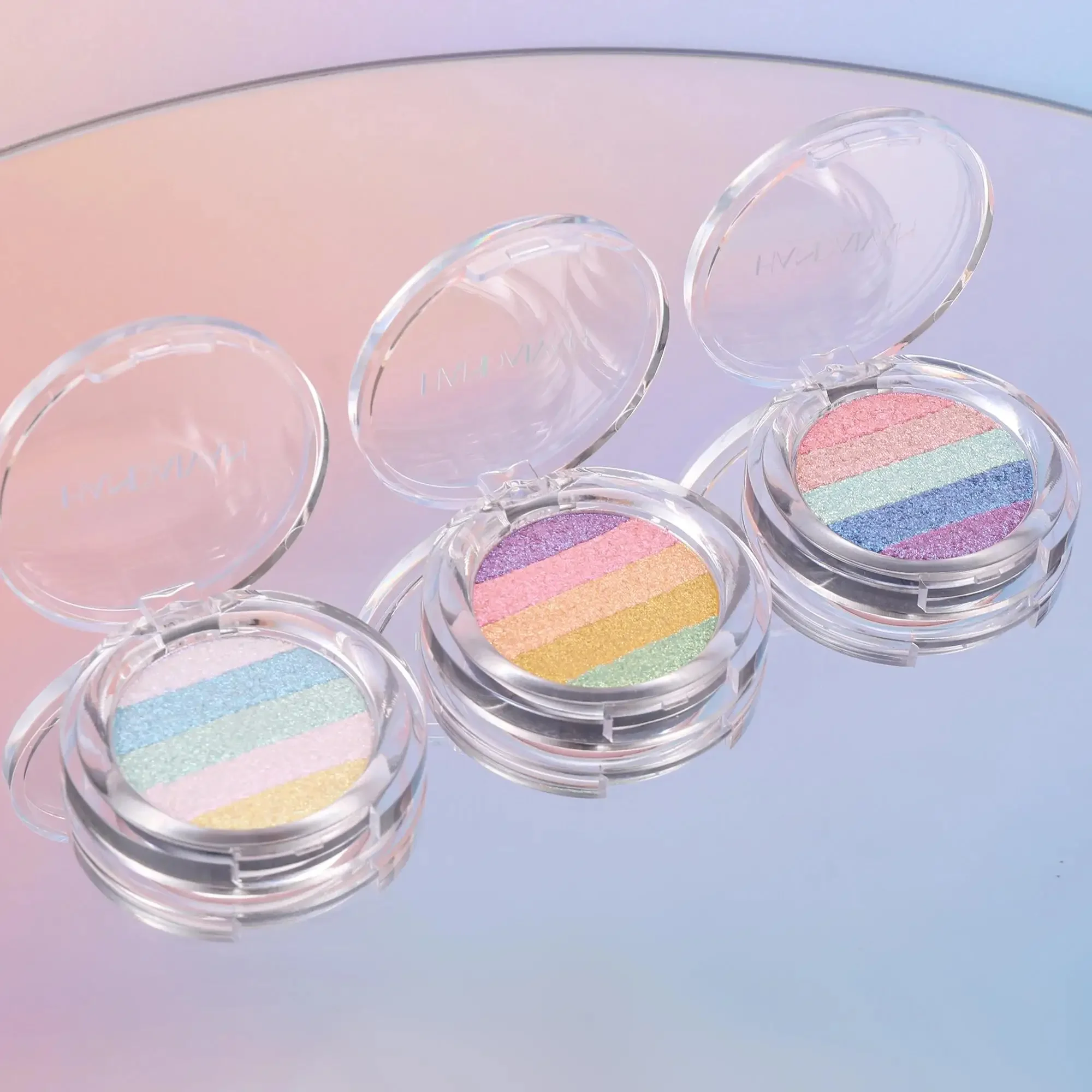 Langlebige Lidschatten-Palette aus gepresstem Puder, wasserfest, hochpigmentierter Regenbogen-Textmarker, Chamäleon-Glitzer-Schönheit