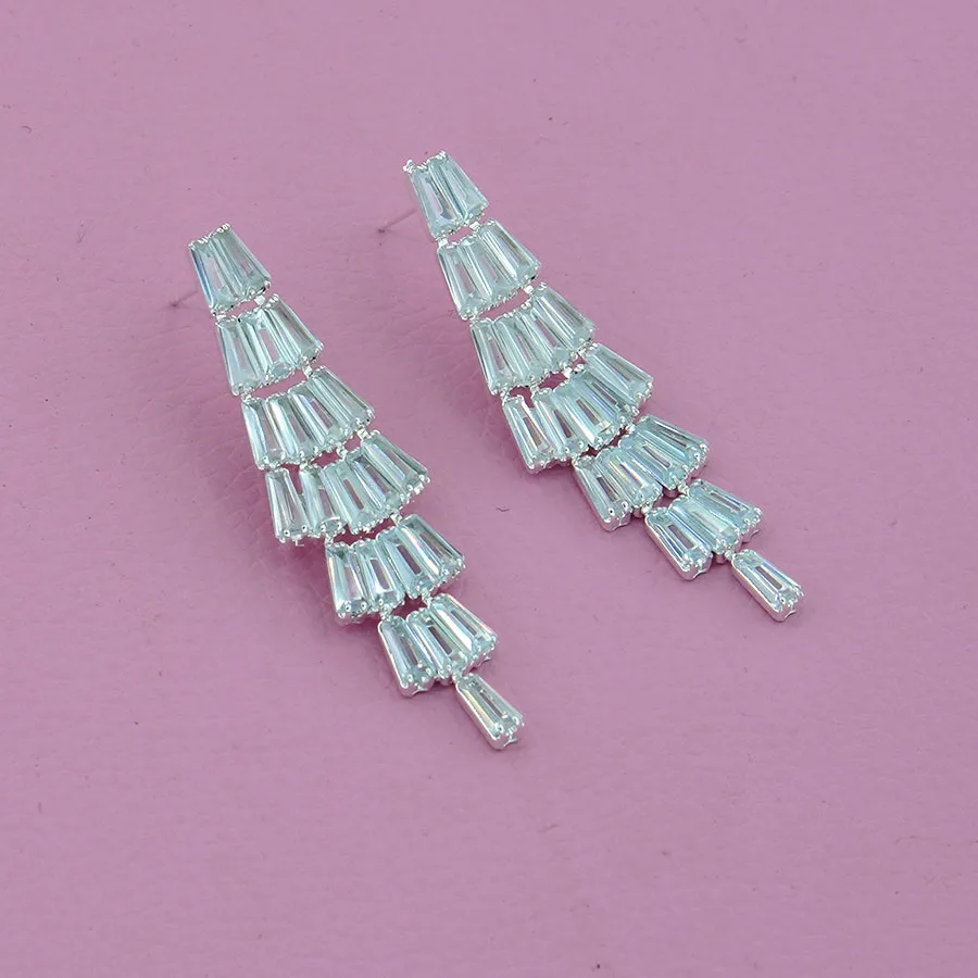 

Fashion Luxury Geometric Dangle Drop Earrings for Women Wedding Party Jewelry Accessories Gorgeous Cubic Zirconia Bridal Brincos