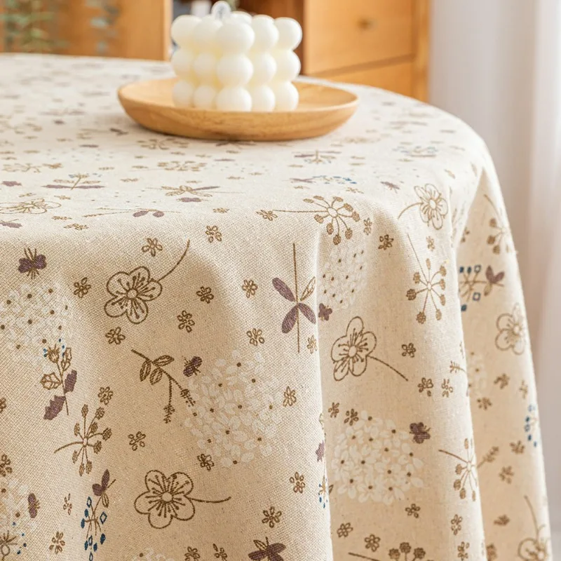 Countryside French Floral Tablecloth Imitation Cotton Linen Tassel Table Tablecloth Small Clear Daisy Tea Table Tablecloth