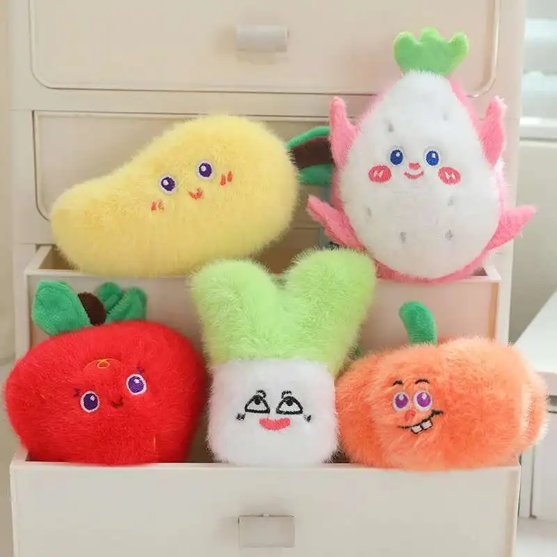 18 أنواع محاكاة الكرتون الفواكه الخضار ألعاب من نسيج مخملي الثوم بيتايا الزنجبيل دوريان المانجو لينة محشوة قلادة دمية متعة هدية