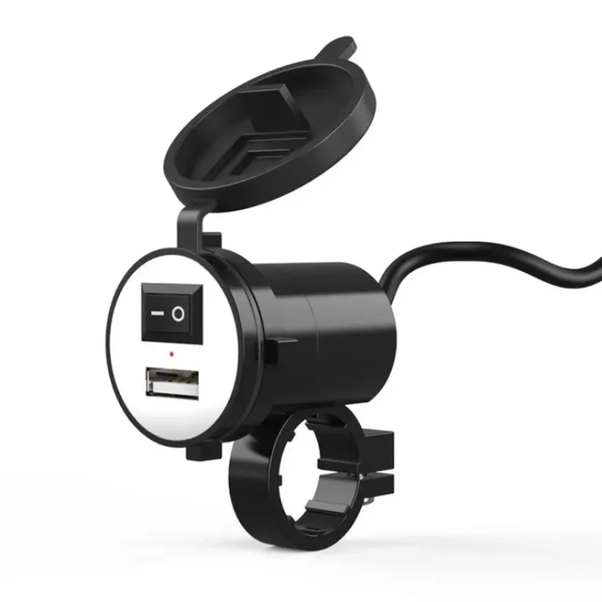 Carregador usb para guidão de motocicleta, 12v, à prova d'água, 5v-1,5a, adaptador de fonte de alimentação, soquete para celular, acessórios de moto