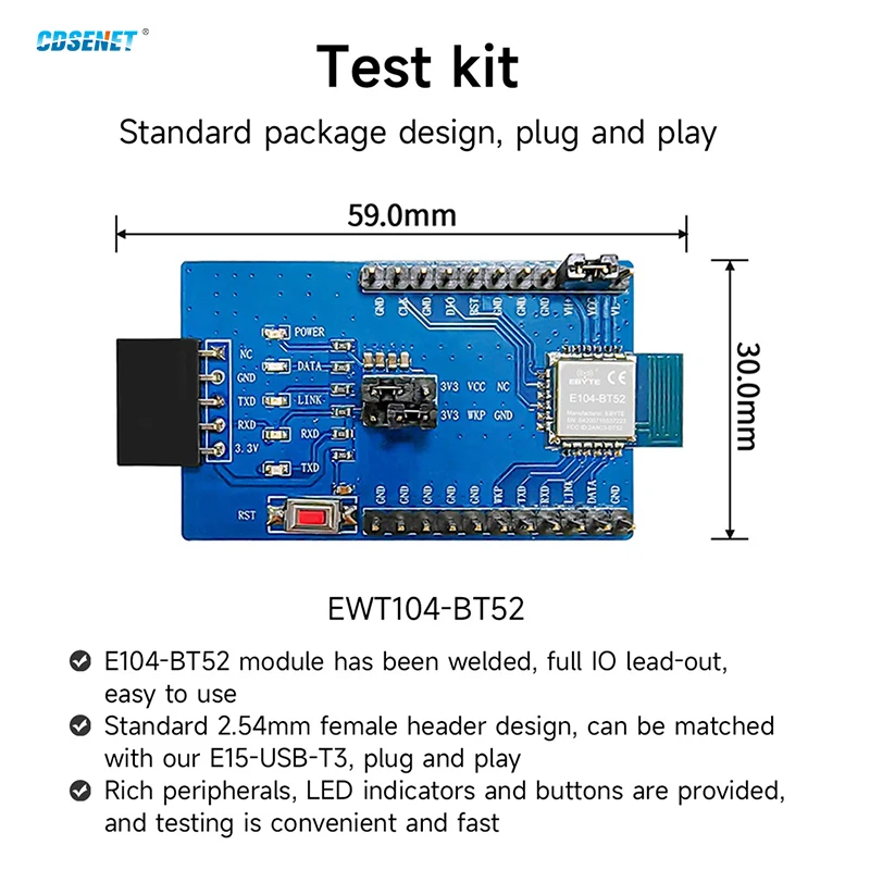 DA14531 BLE5.0 블루투스-UART 모듈 저전력 CDSENET E104-BT52 시리즈 2.4G 무선 송수신기 IoT 데이터 전송용