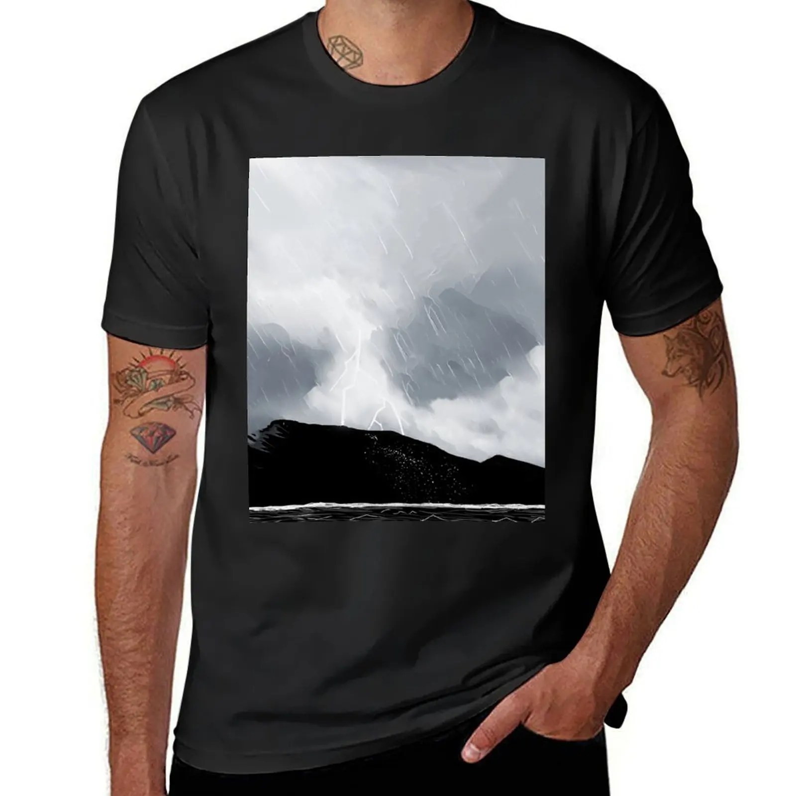 Rainy Evening at the Rock Island T-Shirt summer top vintage funnys t shirts for men