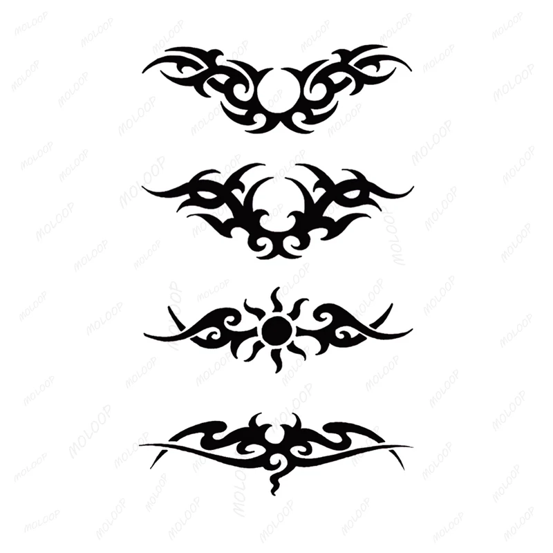 Tattoo Stickers Totem Black Color Flash Temporary Waterproof Party Fake Makeup Neck Hand Arm Body Art for Men Women