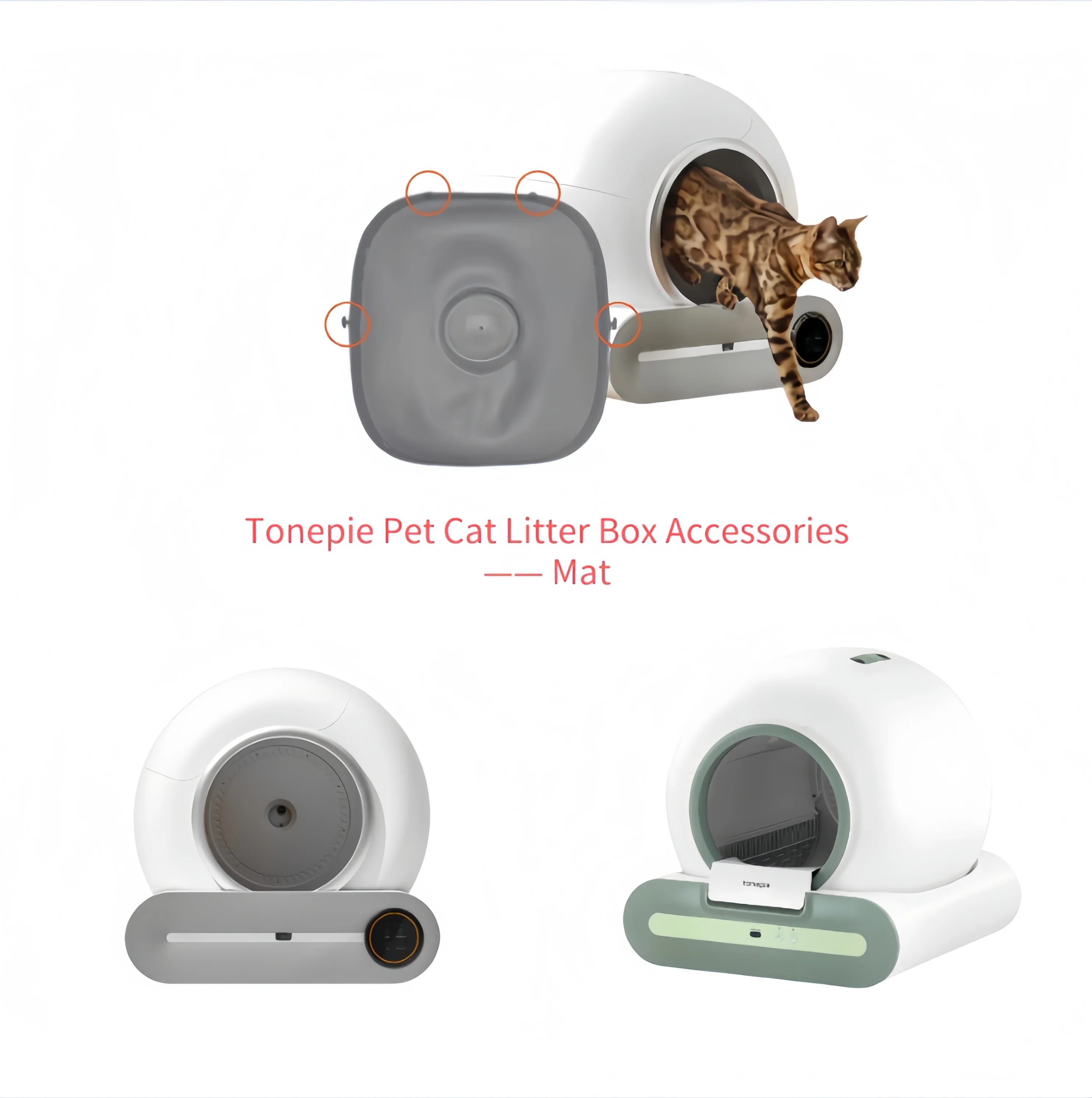 Tonepie Silikon-Katzenstreu-Matte Ersatzteil für 65L Selbstreinigende Katzentoilette, Auslaufsichere Silikonmatte, Antihaft-Zubehör – Detail 1