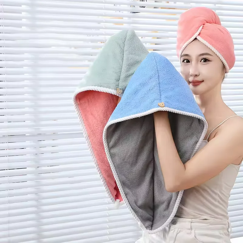 Dry Hair Drying Cap Double-layer Thickened Women Water Absorbing Quick Drying Hair Wiping Towel Bath Cap Headband Towels