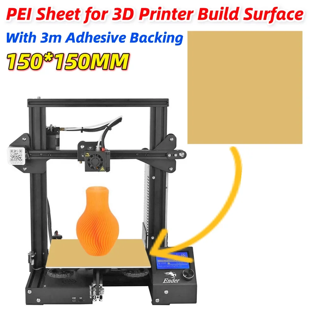 

305/254/235/157/150/120mm 3D Printer PEI Sheet for 3D Printing Build Surface with 3m Adhesive Tape Polyetherimide Ultem Sheet