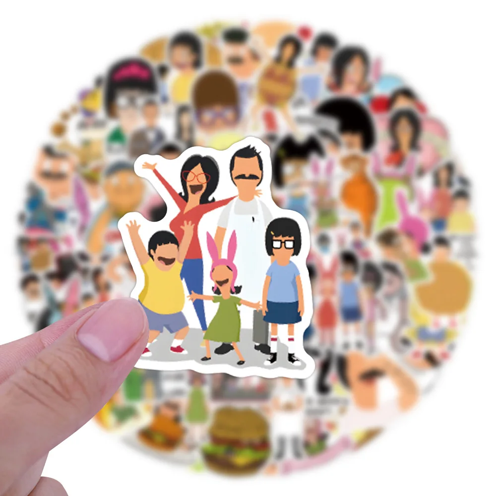 110 قطعة Bobs Burgers الكتابة على الجدران ملصقات DIY بها بنفسك الأمتعة المحمول الهاتف الغيتار سيارة دراجة سكيت الشارات لعبة أطفال