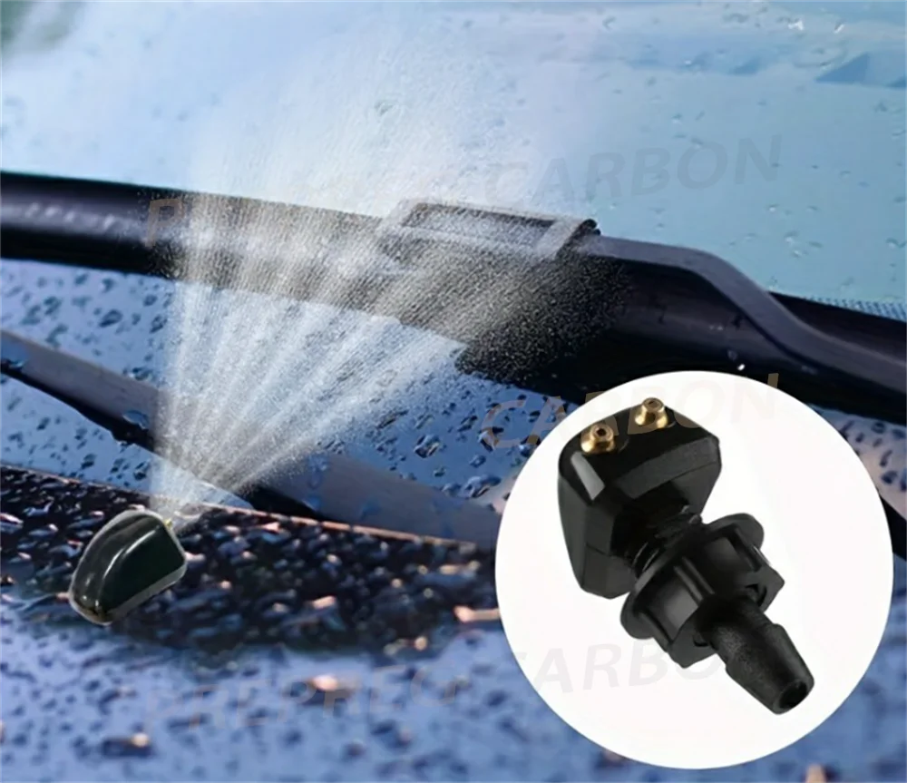 Car Windshield Wiper Washer Spray Nozzle Fits Most Car Models Car Dual Holes Windshield Washer Nozzle Water Spray 2Pcs