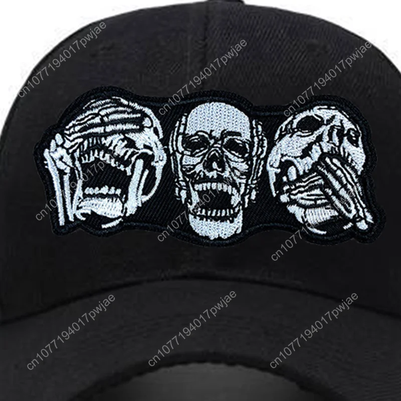 Embroidery Skull Funny Expression Punk Rock Baseball Cap For Men And Women - Black Street Outdoor Sport Adjustable Baseballcap H - Image 3