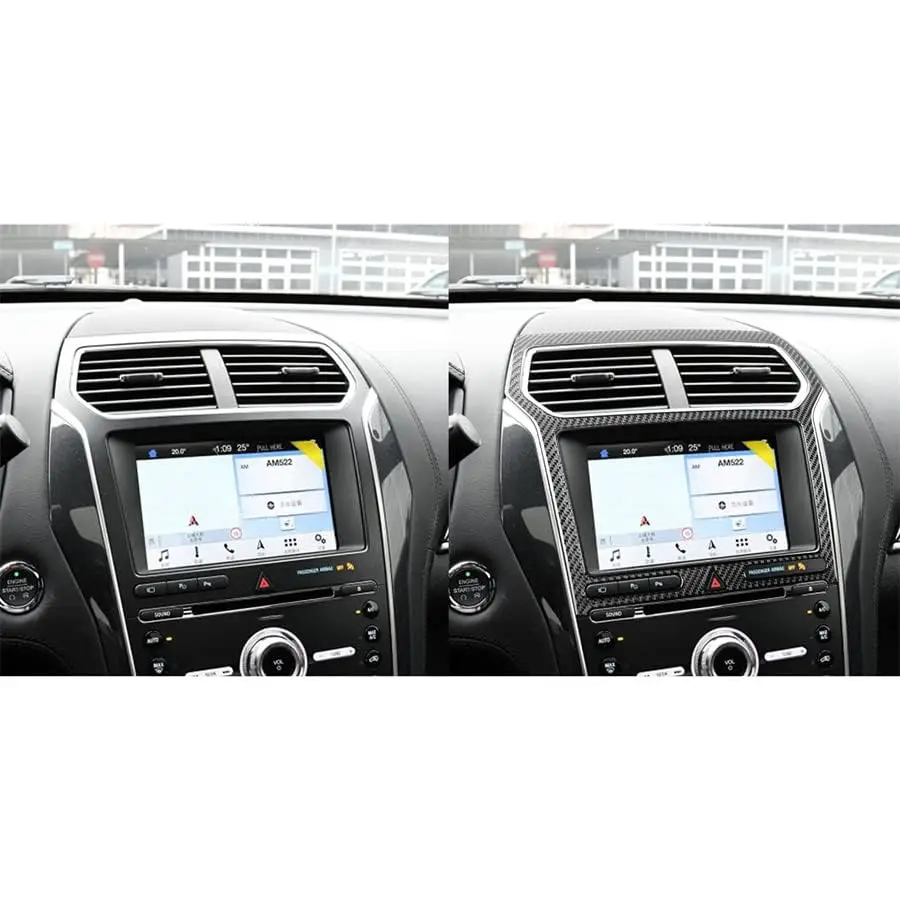 Carbon Fiber Dashboard Radio Stereo Panel Frame Trim For 2013-2019 Ford Explorer