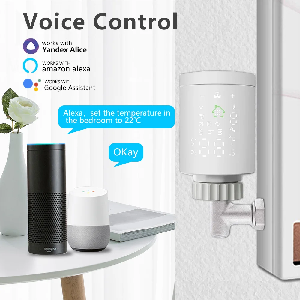 ZigBee Tuya New Radiator Actuator Valve TRV Smart Programmable Thermostat Temperature Heater Alexa Voice Control Google Home