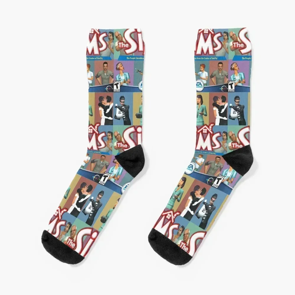 

Sims 1 Box Art Socks luxe valentine gift ideas bright garter gym Mens Socks Women's