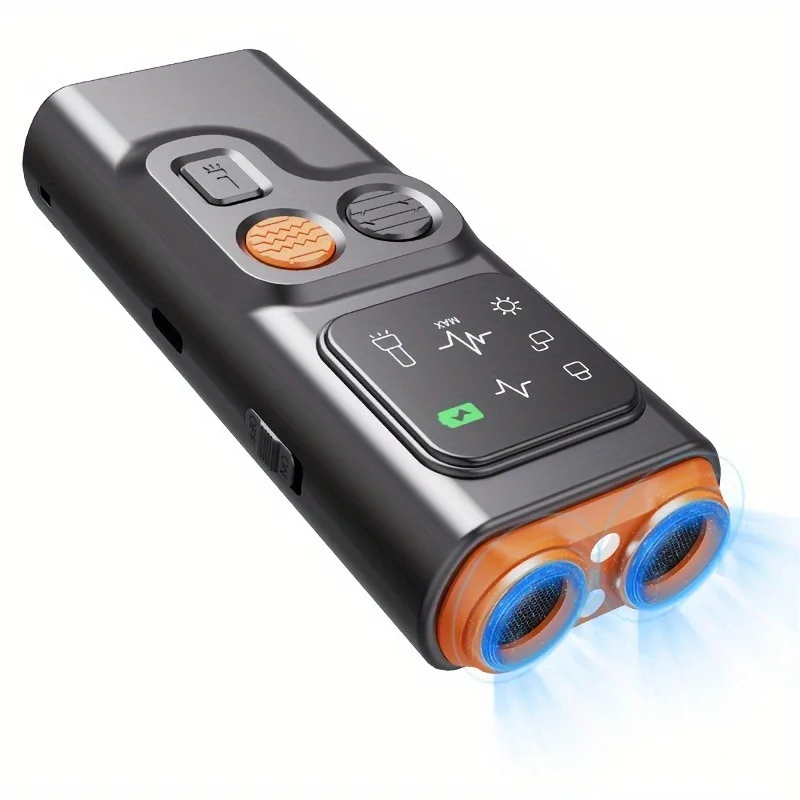 

Anti Barking Device for Dogs Indoor Outside Handheld Ultrasonic 32Ft with Flashlight Dog Training Tool Rechargeable Dark Orange