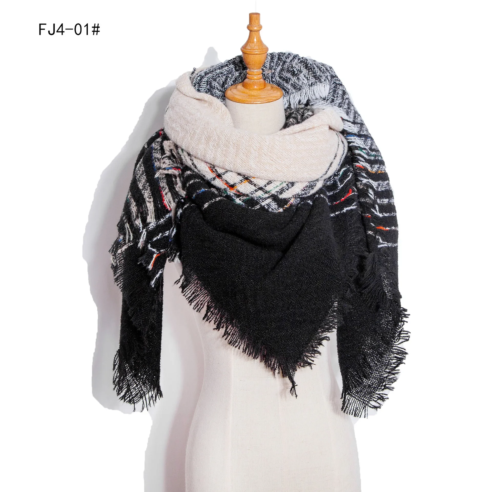 Women Winter Scarf Triangle Knitted Scarf Casual Ladies Plaid Pashmina Shawl and Wrap Female Foulard Scarves Echarpe Bufanda