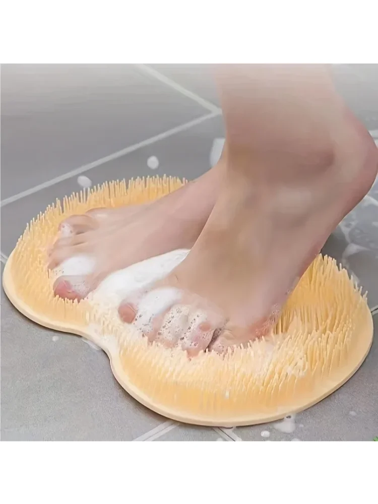 Wash The Foot Brush Body Cleanser Silicone Sponge Bath Massage Mat Shower Back Brush Wall Mounted Foot Wash Mat with Suction Cup