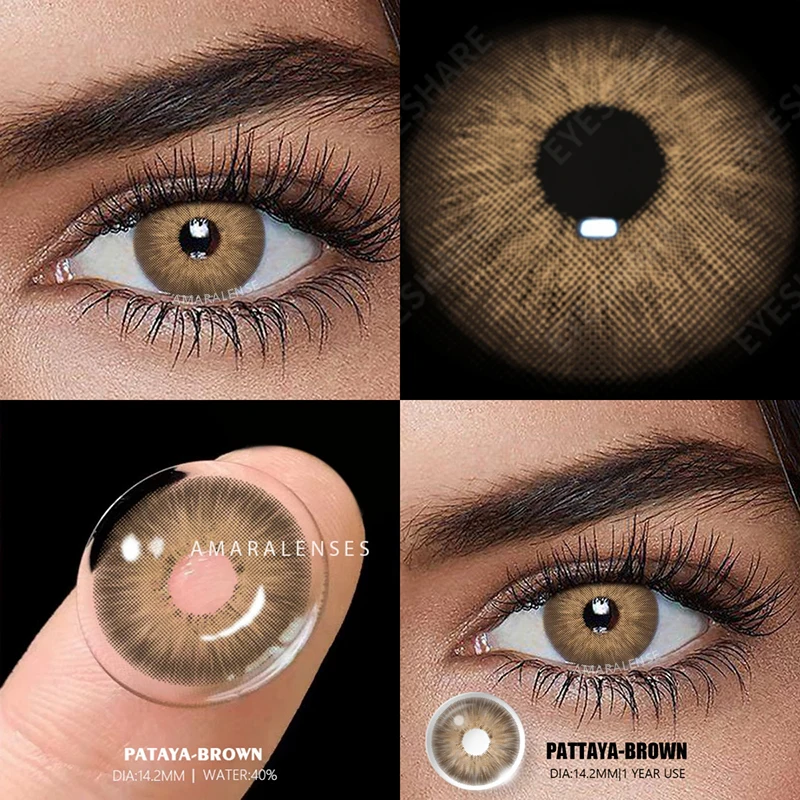 AMARA 1Pair Myopia Colored Contact Lenses for Eyes Lenses with Diopters Prescription Fashion Lenses Gray Eyes Lens Yearly Use