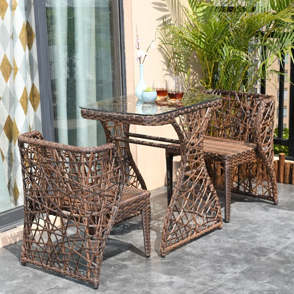 

Simple Leisure Chair Rattan Chair a Table with Two Chairs Combination